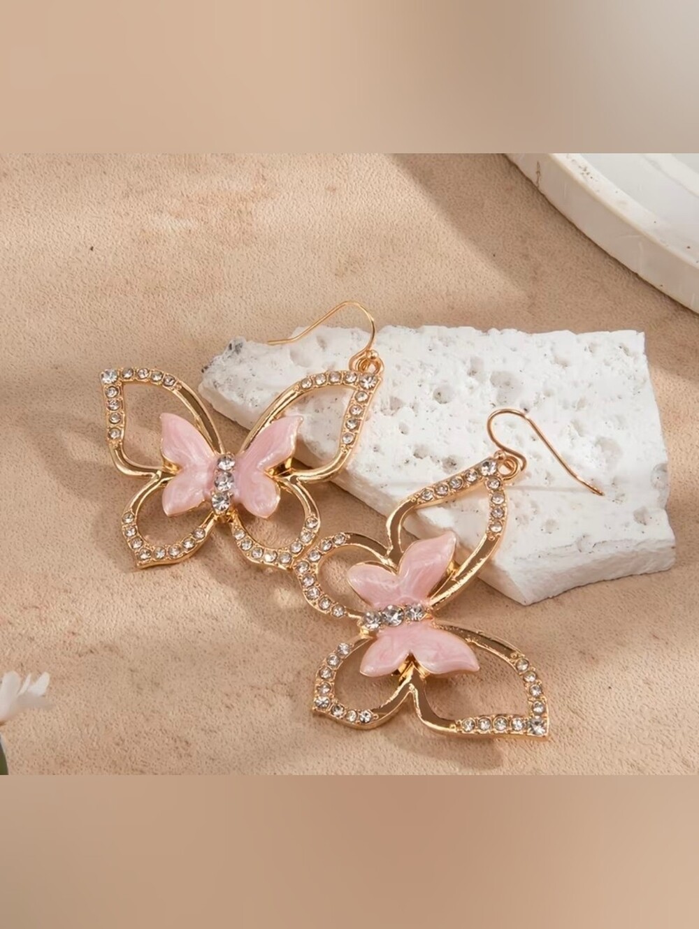 $8 Each Or Bundle 5/$20 Gold & Pink Butterfly Big Earrings